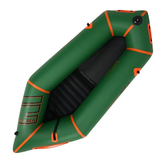 Extasea Packraft 210 in oliv-grün auf einem See
