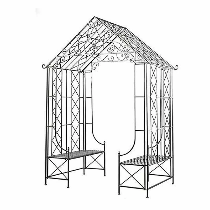 Metall Pavillon mit Sitzbänken im Landhaus-Design