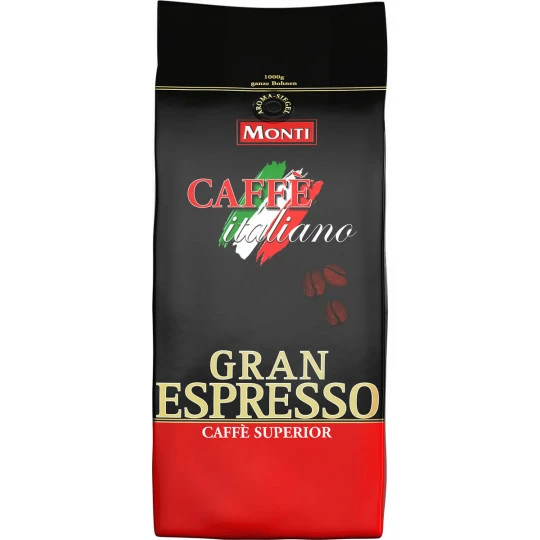 Monti Gran Espresso Bohnen 1KG Verpackung